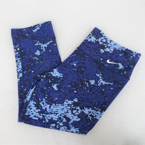 Nike Pants - Nike Dri Fit Workout Cropped Leggings Blue Abstract Digital Camo Type Print Sz M